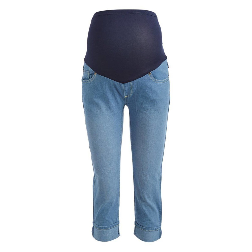 Rumor Has it Power Wash Skinny Over-Belly Maternity Capri Jeans - Size S, M